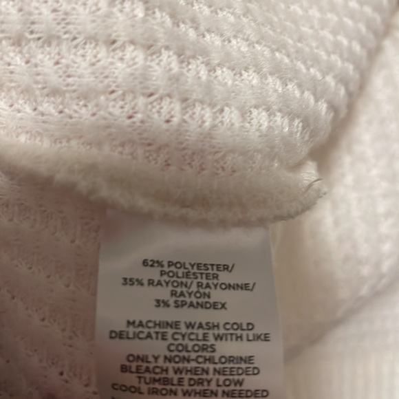 LOFT Off White Cream Waffle Knit V-neck Henley Top Size M - Picture 4 of 4